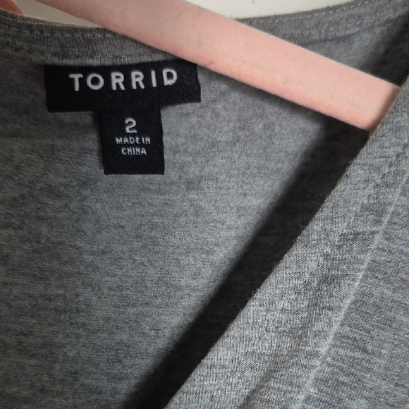 Torrid Gray Cold-Shoulder Wrap Maxi Dress - Picture 3 of 5